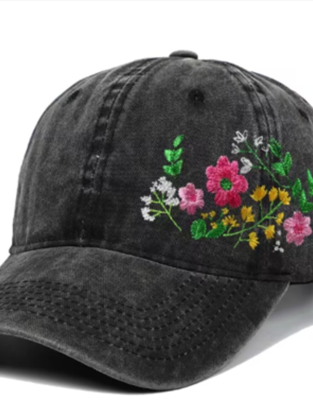 Black Washed Out Style Cap Womens Accessories